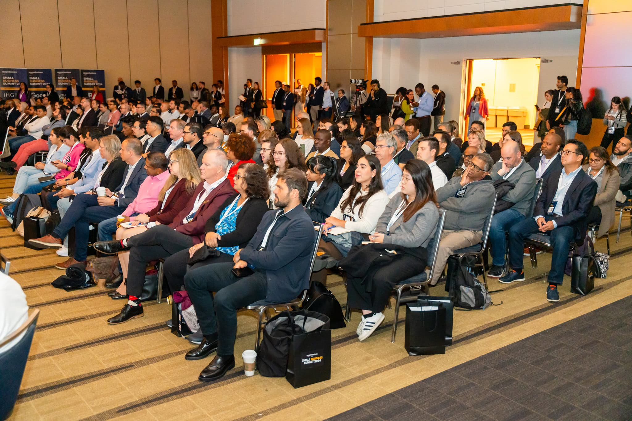 A packed audience seated for a keynote at the Small Business Show